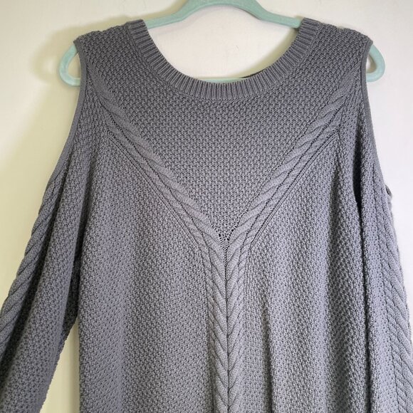 Women's XL Ana Dark Gray Cut Out Shoulder Knit Sweater - Picture 4 of 7